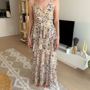 ROSANA FLORAL TIERED RUFFLE MAXI DRESS